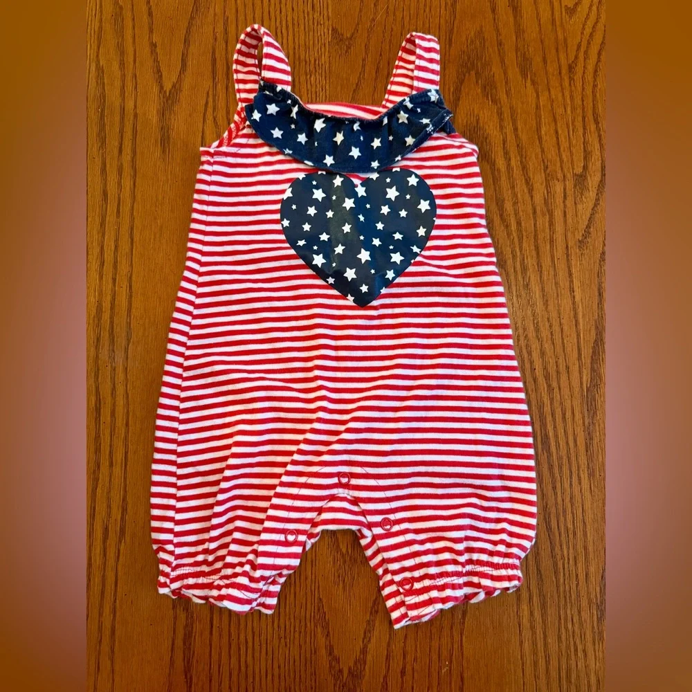 Carter’s Red and White Striped Patriotic Baby‎ Romper